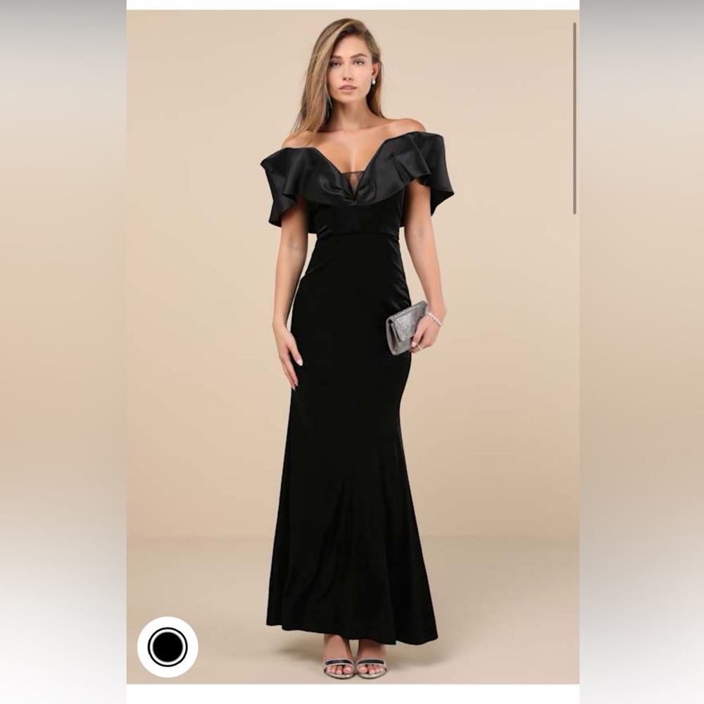 Off-Shoulder Black Evening Gown